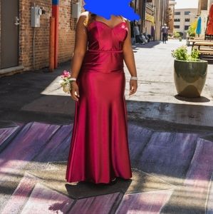 A red satin corset gown